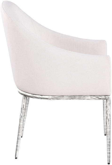 Ferro - Upholstered Dining Arm Chair With Brushed Silver Legs - Simple Home Plus