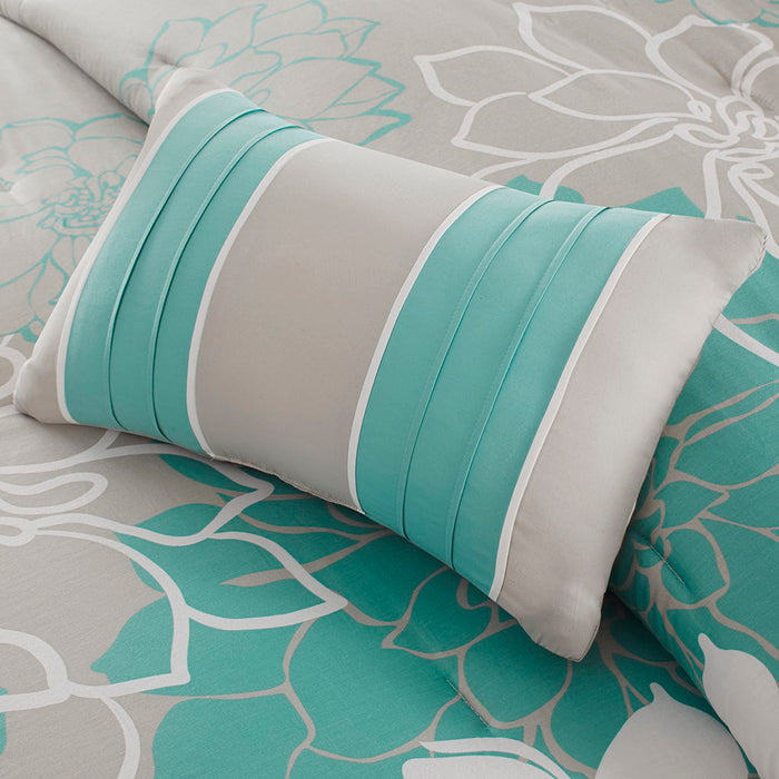 Lola - Queen Comforter Set - Aqua - Simple Home Plus