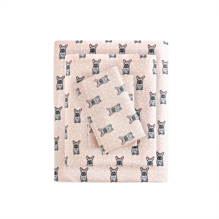 Cozy Flannel - Twin 100% Printed Sheet Set - Pink French Bulldog