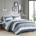 Jaxon - Stripe Twin Comforter Set With Bed Sheets - Blue/Gray - Simple Home Plus