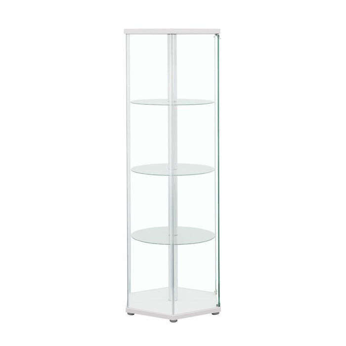 Zahavah - 4-Shelf Hexagonal Clear Glass Curio Cabinet - Simple Home Plus