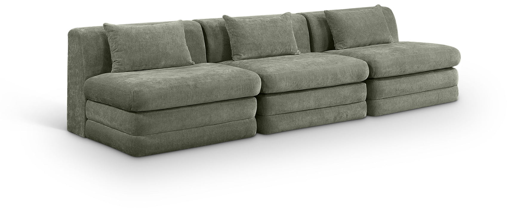 Stellar - 3 Piece 114" Upholstered Modular Armless Sofa - Simple Home Plus