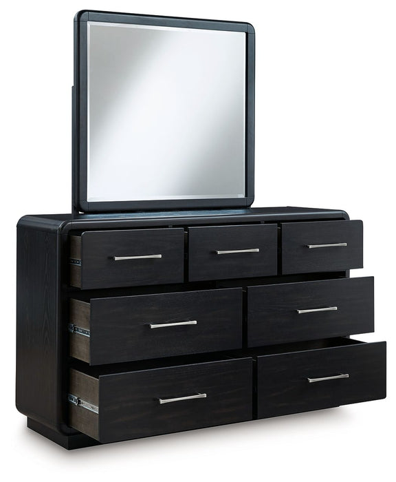 Rowanbeck - Black - Dresser And Mirror - Simple Home Plus