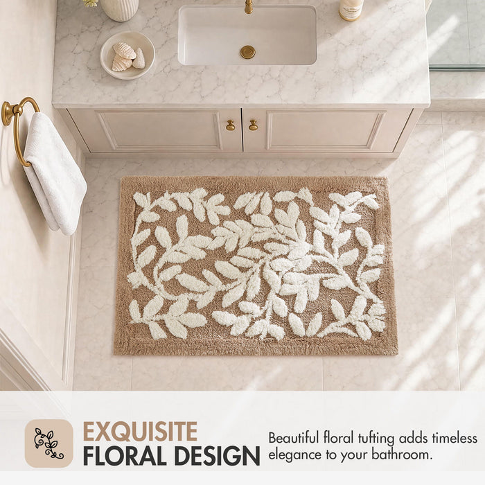 Serene - 34" x 21" Cotton Tufted Bath Rug - Mushroom