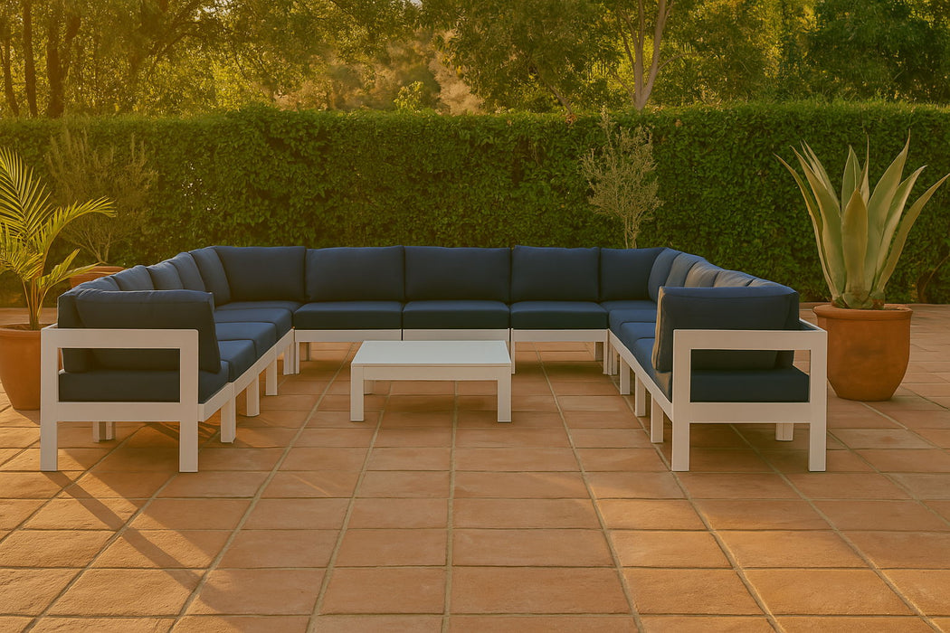Nizuc - Outdoor Patio 13 Piece Modular Sectional With White Frame - Simple Home Plus