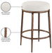 Ferro - Linen Textured Performance Fabric Upholstered Backless Counter Stool - Cream / Brushed Bronze - Simple Home Plus
