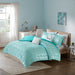 Raina - King Metallic Printed Comforter Set - Aqua / Silver - Simple Home Plus
