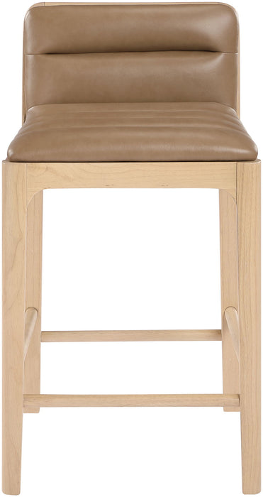 Ellis - Vegan Leather Upholstered Counter Stool (Set of 2) - Tan / Natural - Simple Home Plus