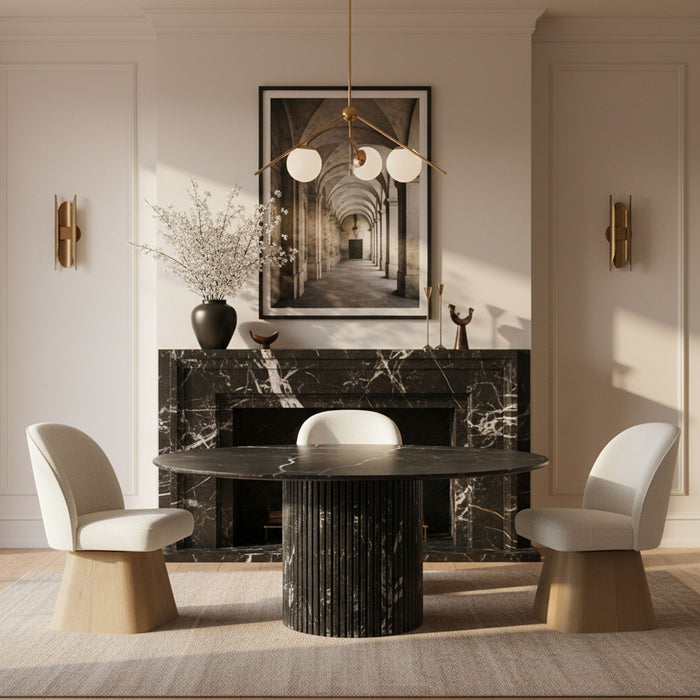 Marlowe - Linen Textured Fabric Upholstered Swivel Dining Side Chair - Stained Natural - Simple Home Plus