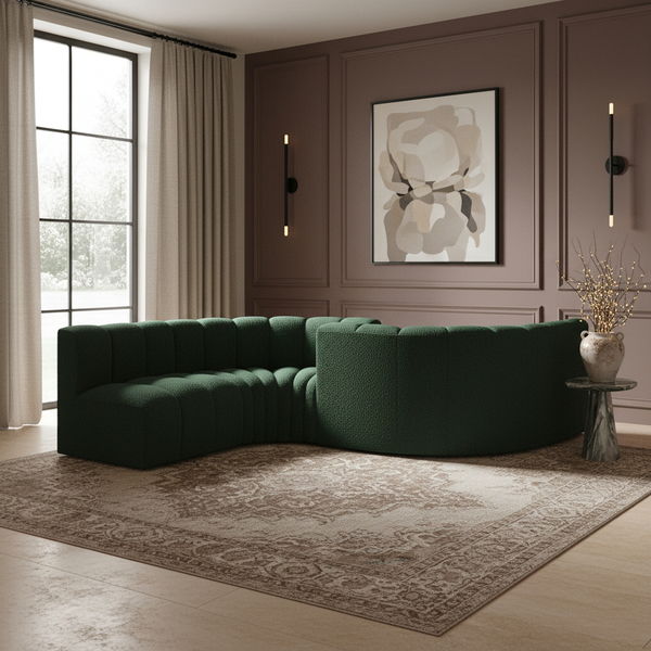 Arc - Boucle Fabric 6 Piece Modular Sofa - Black