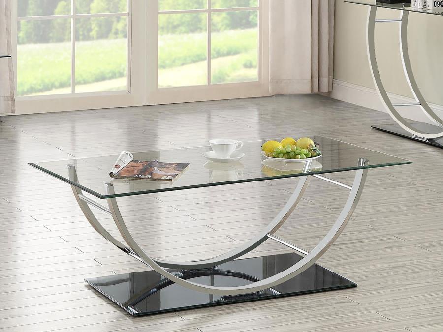 Danville - Rectangular U-Shaped Glass Top Table - Simple Home Plus