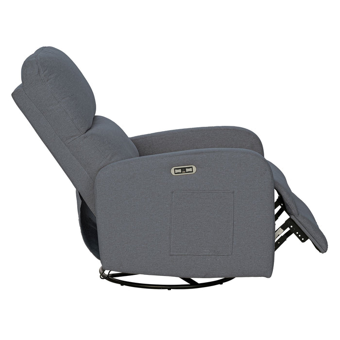 Dakota - Power Recliner 3-in-1 With Swivel, Glider, USB Ports - Gray - Simple Home Plus