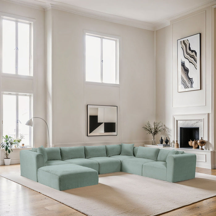 Shaggy - 7 Piece Modular U-Shaped Sectional With Ottoman - Simple Home Plus