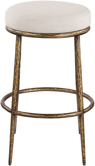 Ferro - Performance Fabric Upholstered Backless Bar Stool - Antique Brass - Simple Home Plus