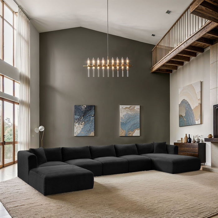 Shaggy - Fabric 6 Piece Modular Sectional With Chaise - Simple Home Plus
