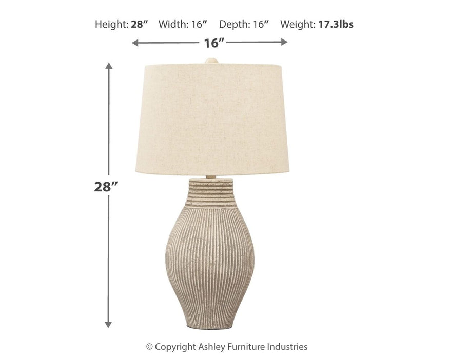 Layal - Beige - Paper Table Lamp - Simple Home Plus