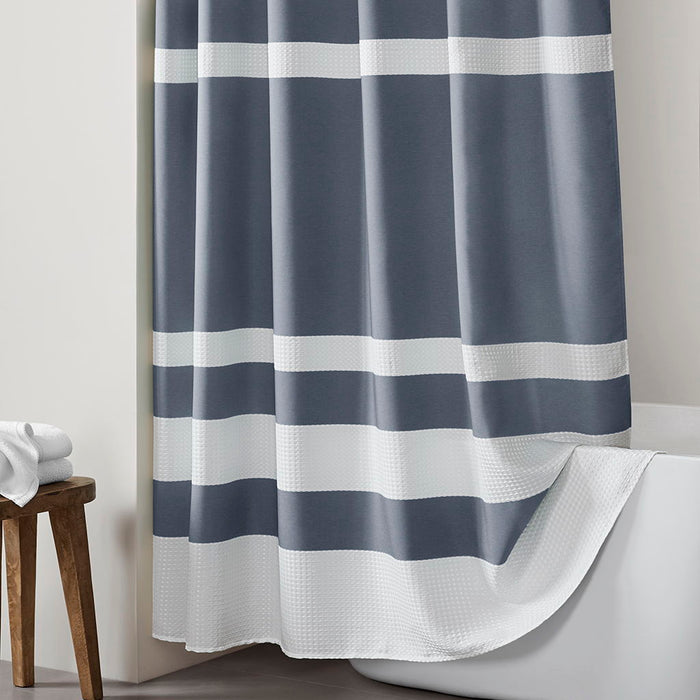 Spa Waffle - 72" x 72" Shower Curtain With 3M Treatment - Dark Blue - Simple Home Plus