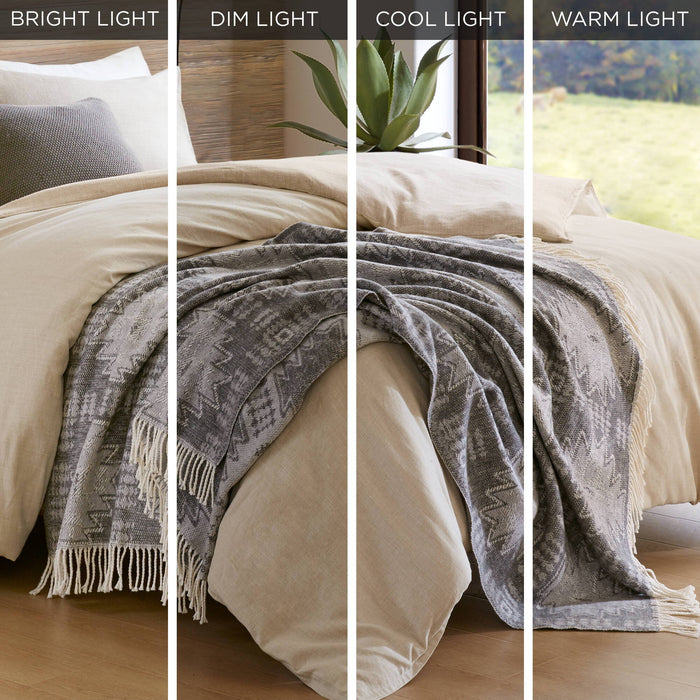 Alberta - Cotton Blend Throw - Gray Aztec - Simple Home Plus