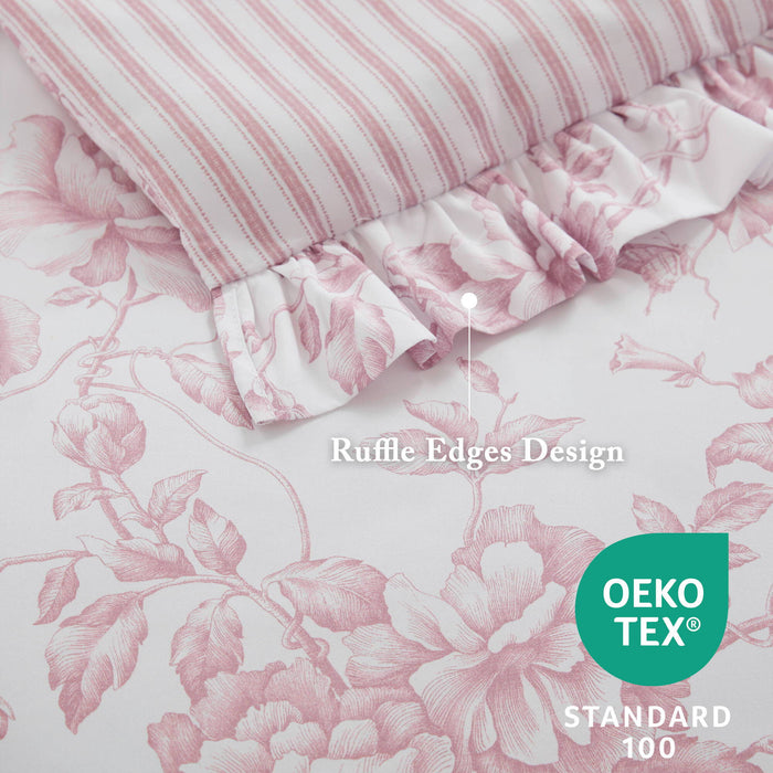 Adele - Full/Queen 5 Pieces Comforter Set With Decorative Pillows - Pink - Simple Home Plus