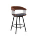 Athena - Swivel Walnut Metal Stool - Simple Home Plus