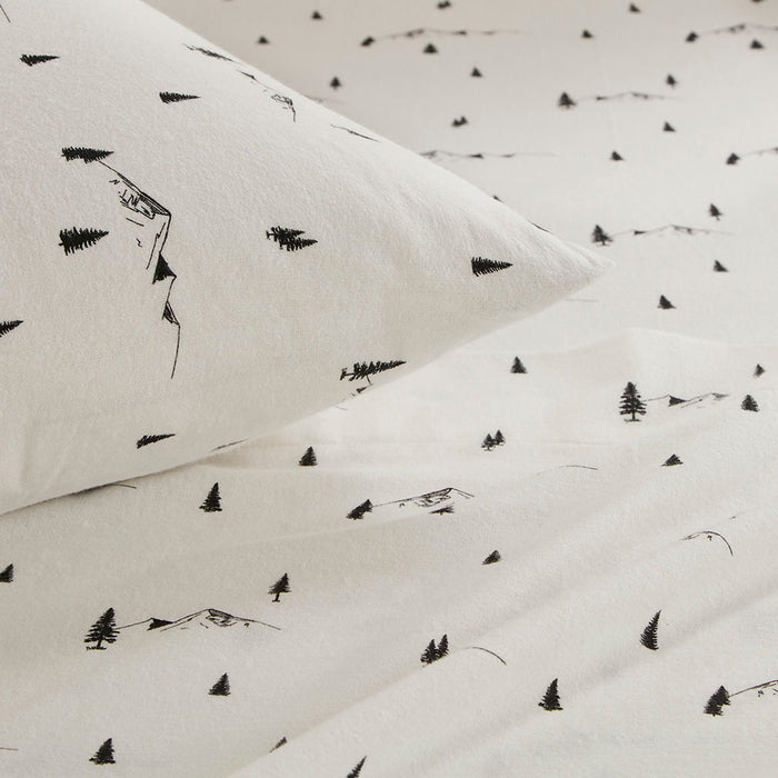 Cotton Flannel - Twin Sheet Set - Black Pine Trees - Simple Home Plus