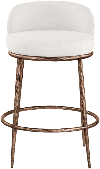 Ferro - Linen Textured Performance Fabric Upholstered Counter Stool - Cream / Brushed Bronze - Simple Home Plus
