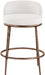 Ferro - Linen Textured Performance Fabric Upholstered Counter Stool - Cream / Brushed Bronze - Simple Home Plus