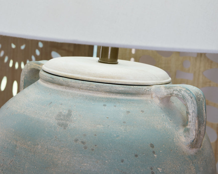 Shawburg - Antique Green - Terracotta Table Lamp - Simple Home Plus