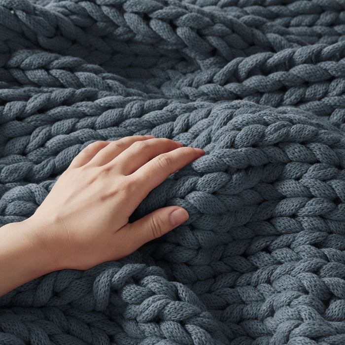 Chunky Double Knit - Handmade Throw - Indigo - Simple Home Plus
