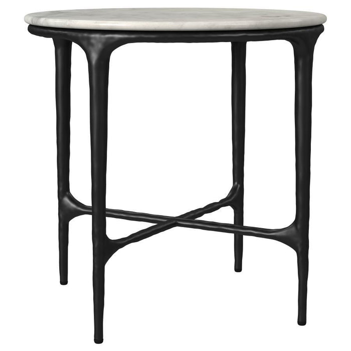Hermas - Round Marble Coffee And End Table Set - Simple Home Plus