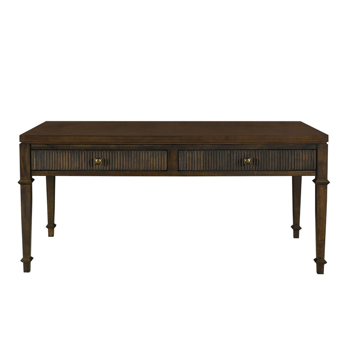 Kenna - Fluted 2 Drawer Coffee Table - Brown - Simple Home Plus