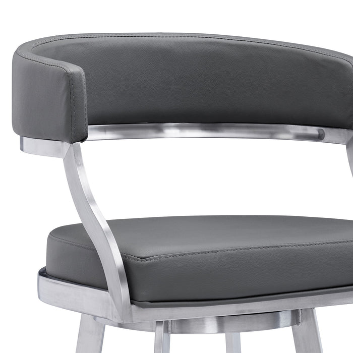 Dione - Swivel Faux Leather And Brushed Stainless Steel Bar Stool