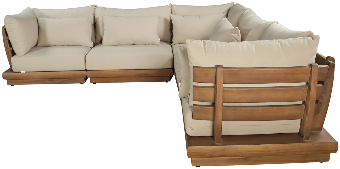 Mirella - 5 Piece Water Resistant Fabric Upholstered Outdoor Patio Modular Sectional - Simple Home Plus