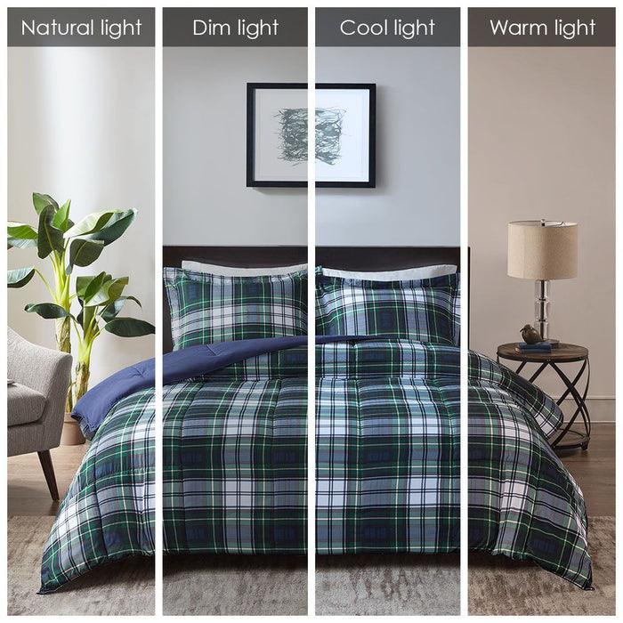 Parkston - King 3M Scotchgard Down Alternative All Season Comforter Set - Navy