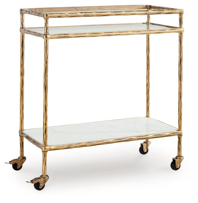 Plattfield - Antique Gold Finish - Bar Cart - Simple Home Plus