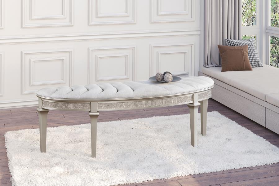 Evangeline - Curved Fabric Upholstered Bench - Silver Oak - Simple Home Plus