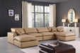 Comfy - 6 Piece Faux Leather Modular Double Chaise Sectional - Tan - Simple Home Plus