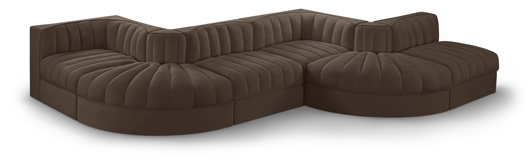 Rummi - Rounded Velvet Performance Fabric Upholstered 6 Piece Modular Sectional - Simple Home Plus