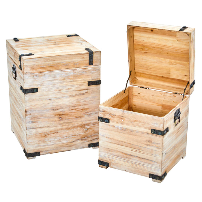 Decorative Storage Boxes with Metal Detail (Set of 2)