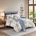 Zennia - King 7 Piece Printed Comforter Set With Throw Blanket - Blue - Simple Home Plus