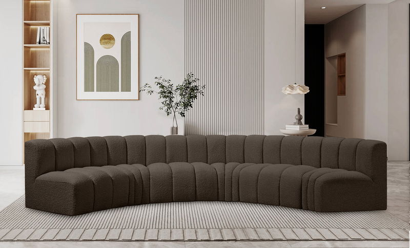 Arc - Boucle Fabric 6 Piece U-Shaped Modular Sofa