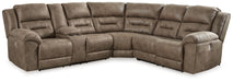 Ravenel - 3-Piece Power Reclining Sectional With Laf Power Reclining Loveseat With Console - Faux Leather - Fossil - Simple Home Plus
