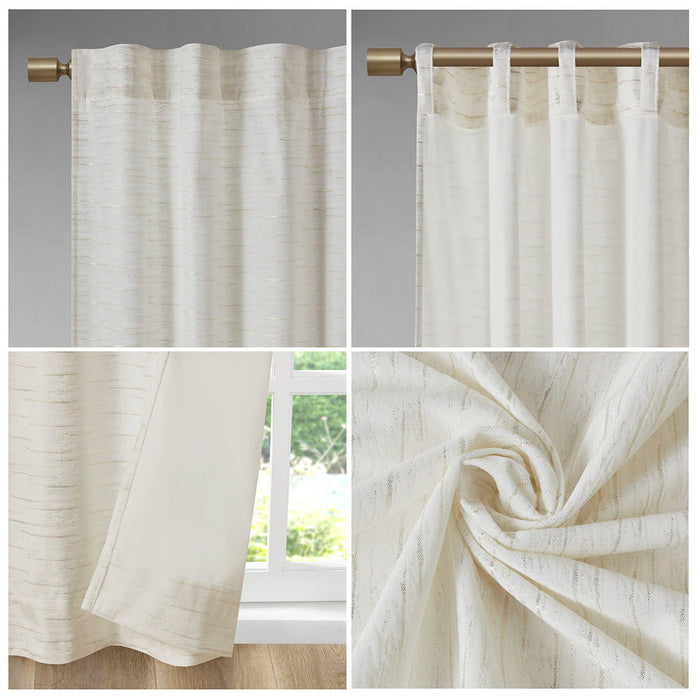 Colt - Room Darkening Metallic Printed Poly Velvet Rod Pocket/Back Tab Window Panel Pair - White/Gold - Simple Home Plus
