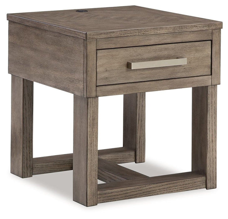 Loyaska - Grayish Brown - Rectangular End Table - Simple Home Plus