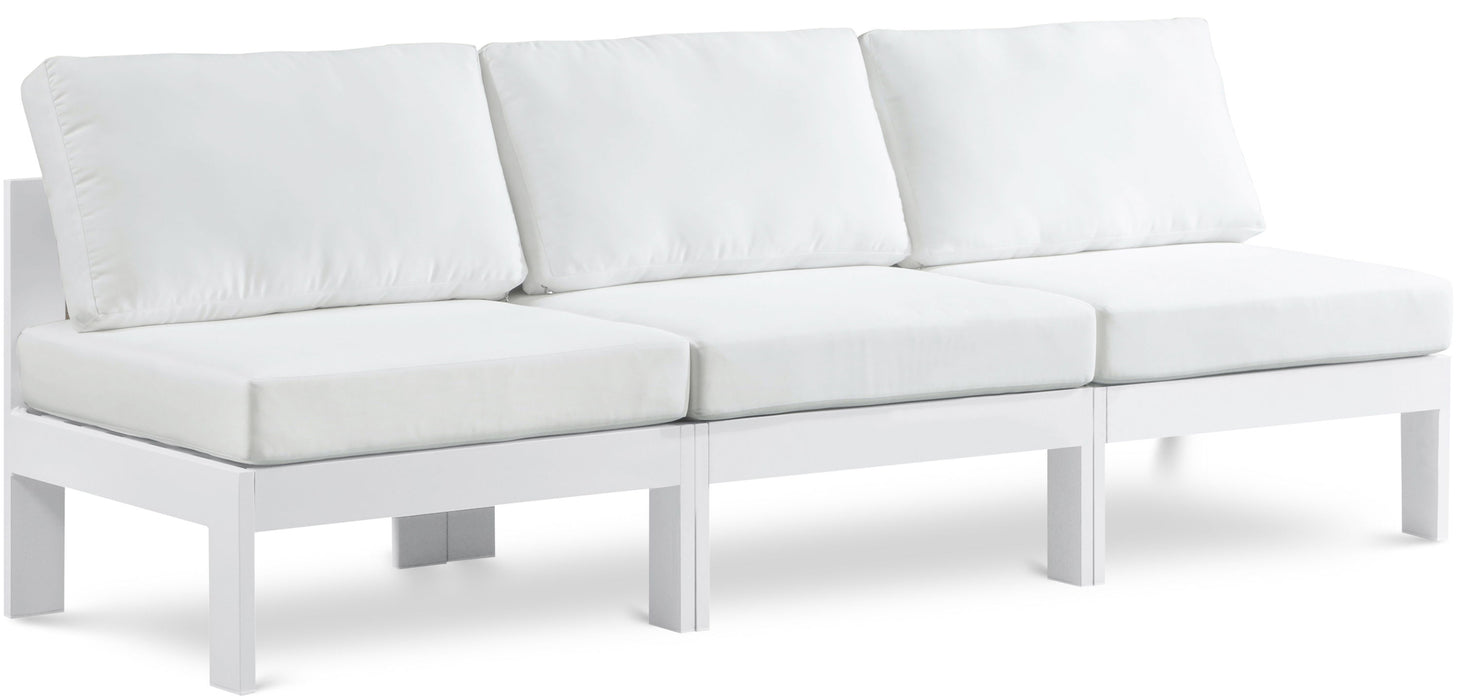 Nizuc - Outdoor Patio 3 Seat Armless Modular Sofa With White Frame - Simple Home Plus