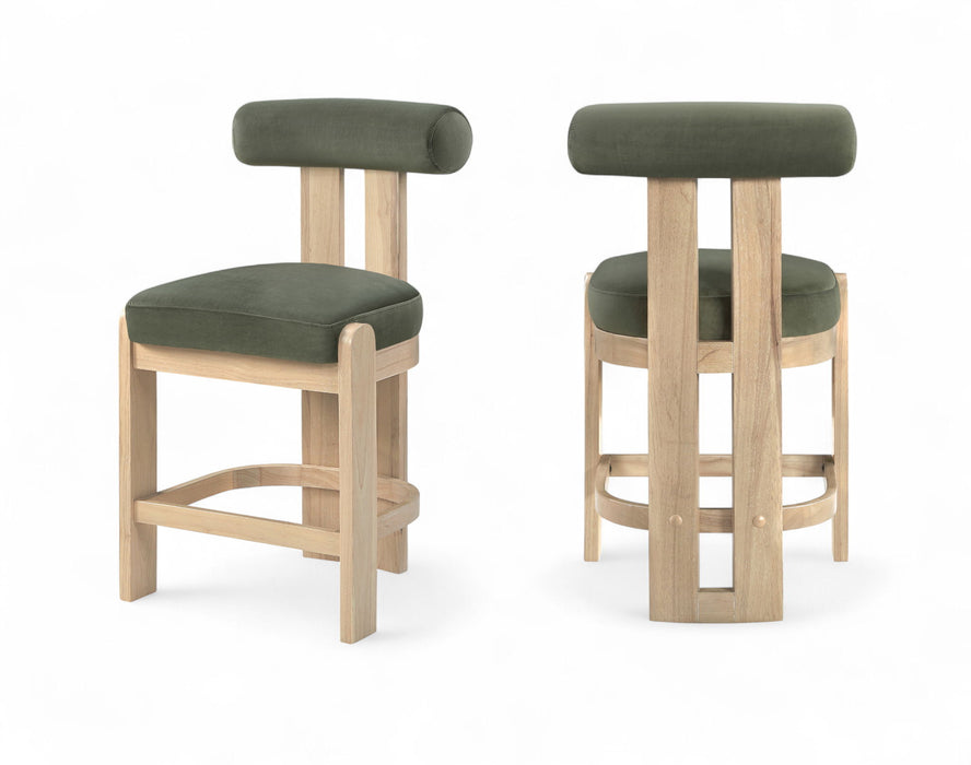 Arienzo - Velvet Performance Fabric Upholstered Counter Stool (Set of 2) - Simple Home Plus