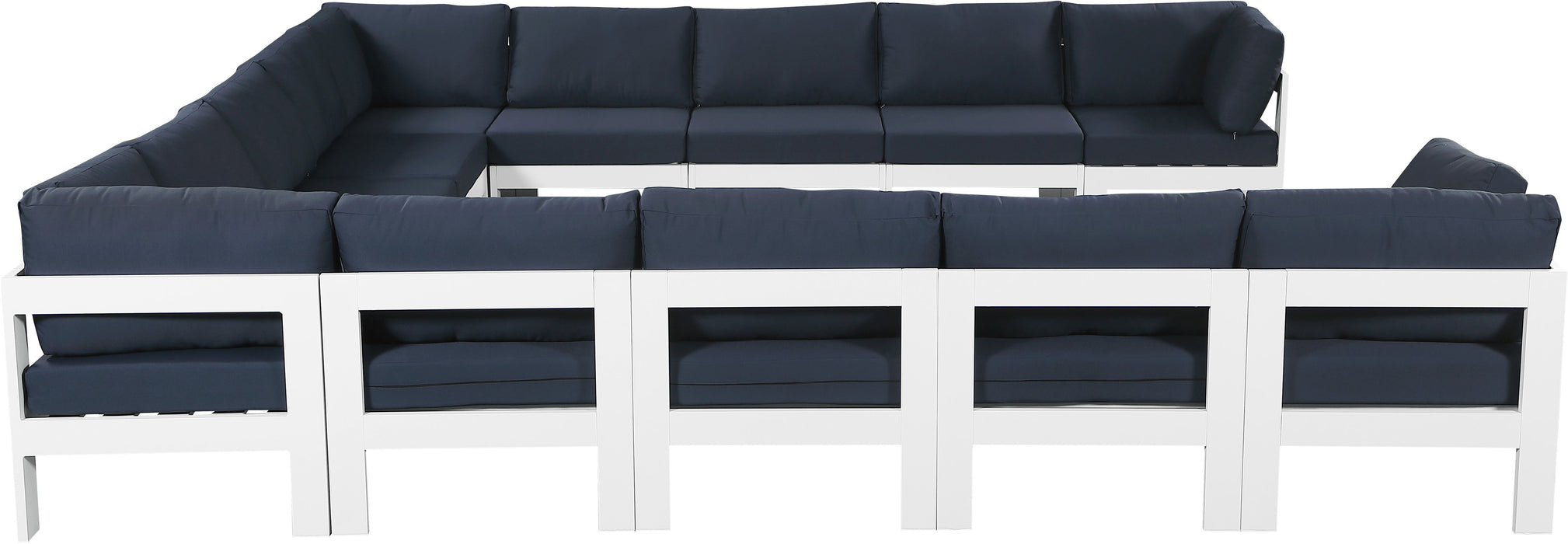 Nizuc - Outdoor Patio 13 Piece Modular Sectional With White Frame - Simple Home Plus