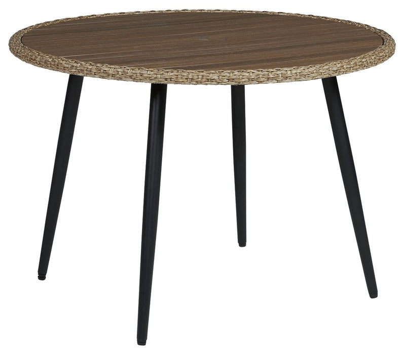 Amaris - Brown / Black - Round Dining Table - Simple Home Plus