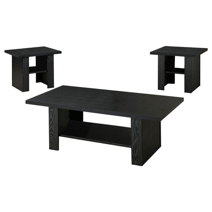Rodez - 3 Piece Engineered Wood Coffee Table Set - Black Oak - Simple Home Plus
