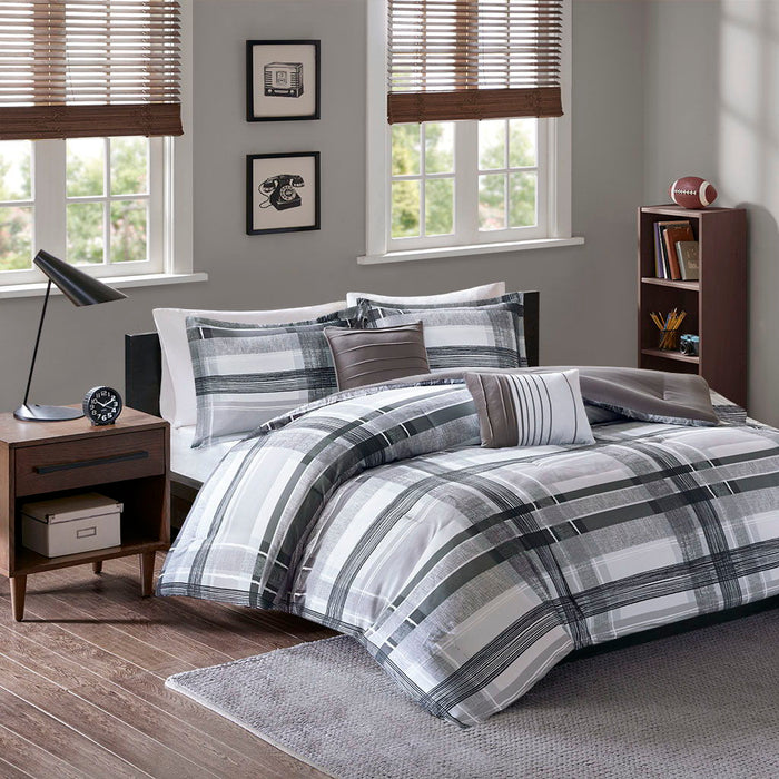 Rudy - Plaid Comforter Set - Black - Simple Home Plus